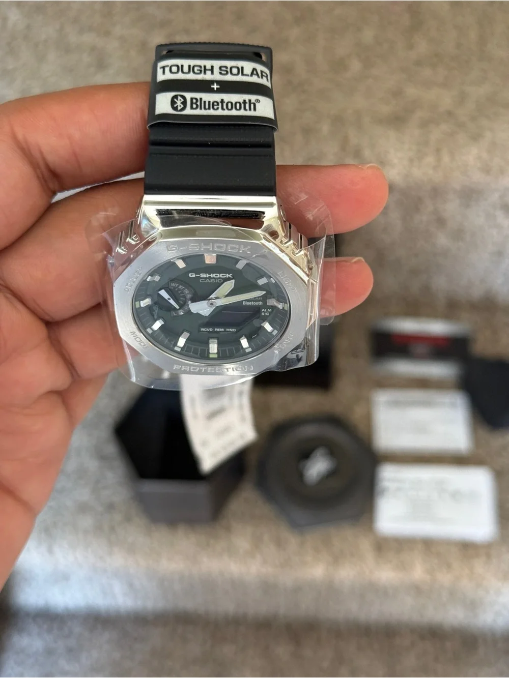 G-Shock Casio G-Steel Solar Connected Green Dial Black Resin Strap Watch Men’s